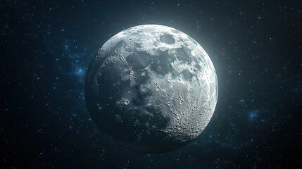 Wall Mural - detailed view of the moon's surface in a starry night sky