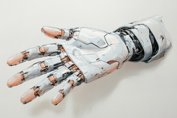 Aufkleber - Futuristic robotic hand reaching out, isolated on white.