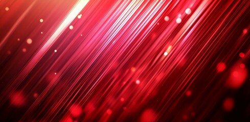 Wall Mural - Vibrant red abstract background with dynamic light streaks and glowing particles