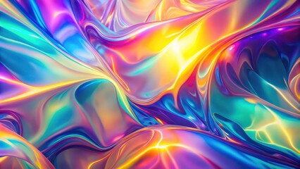 Poster - Abstract Swirling Liquid with Vibrant Holographic Colors and Smooth, Seductive Fluid Dynamics