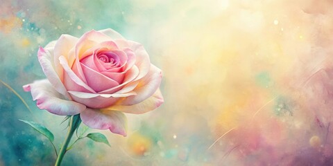 Aufkleber - A Delicate Pink Rose with a Watercolor Background, Perfect for Romantic and Elegant Designs