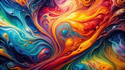 Poster - A symphony of colors, swirling and merging in an abstract dance of vibrant hues, creating a mesmerizing and fluid visual experience.