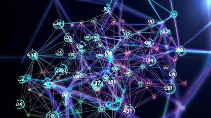 Aufkleber - Dynamic visualization of interconnected data points demonstrating complex relationships and patterns in a digital network