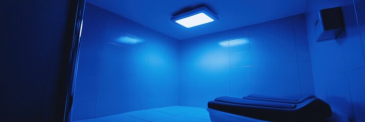 Poster - Modern Blue Bathroom Minimalist Design Clean Space Toilet