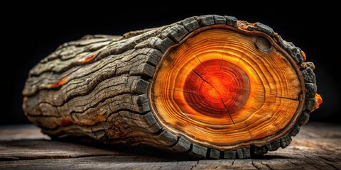 Poster - The cross-section of a weathered log reveals the captivating patterns of its growth rings, a testament to the passage of time and the enduring beauty of nature.