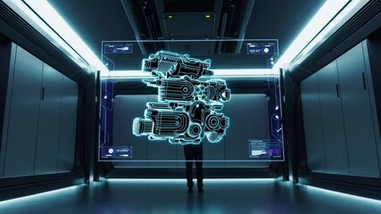 Leinwandbilder - Exploration of advanced holographic technology in virtual engineering environments. VFX, HUD, UI, GUI
