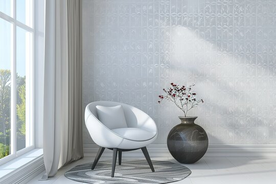 modern conceptual Luxury Incorporating patterned wallpaper into your design contemporary bright stylish interior . 3D rendering