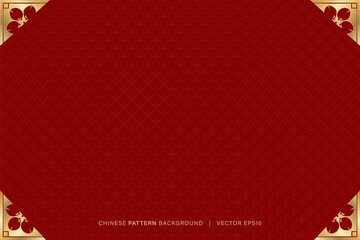 Wall Mural - chinese lunar new year red background with oriental style pattern corner decoration with copy space,