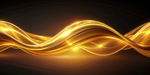Aufkleber - Abstract Golden Wave with Glowing Texture and Smooth Curves