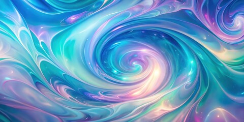 Poster - Swirling Cosmic Abstract with Iridescent Hues and Glittering Stars