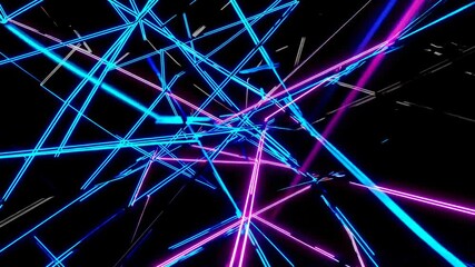 Leinwandbilder - Light beams intertwine in a dynamic display of blue and pink patterns with a dark background