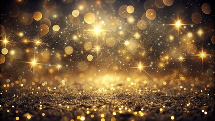Poster - A shimmering gold backdrop of sparkling lights and bokeh, creating a magical and festive atmosphere.