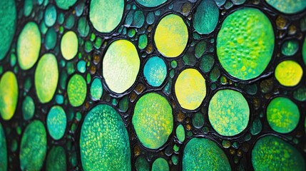 Poster - Abstract Green and Yellow Circle Painting Texture Art