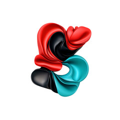 Wall Mural - Abstract Swirling Liquid Forms in Red, Black, and Teal