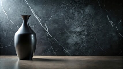 Aufkleber - A sleek black vase with a smooth, elegant finish rests against a dark marble backdrop, highlighting its contemporary design.