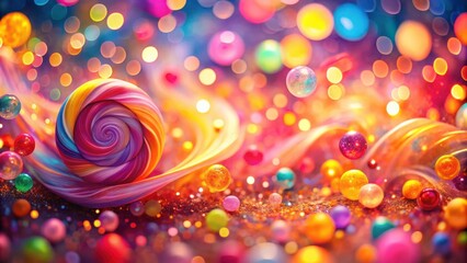 Aufkleber - A Colorful Swirl of Abstract Spheres and Bouncy Lights, Floating in a Dreamy Landscape of Vibrant Colors and Shimmering Textures