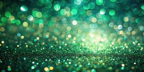 Poster - Sparkling Emerald Green Glitter with Soft Bokeh Lights