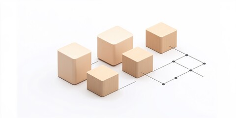 Poster - Wooden Blocks Network Connection Abstract Minimalist Design