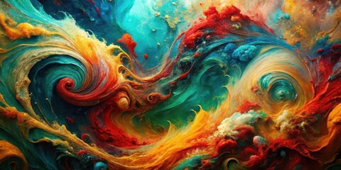 Poster - Abstract Swirls of Color and Form in a Whimsical Dance of Hues and Textures