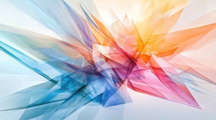 Poster - Dynamic abstract art of layered transparent shapes in soft colors digital canvas contemporary art modern aesthetic visual depth