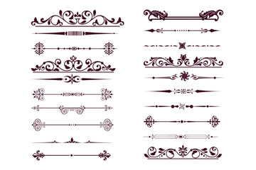 Wall Mural - set of decorative divider elements. border florish collection. vector.