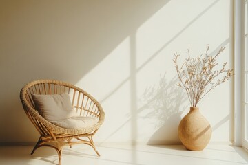 Sticker - Modern interior mockup minimalist sunlight natural.