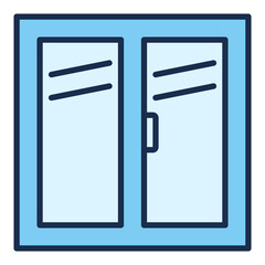 Poster - closed plastic portal vector window blue icon or logo element