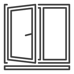 Poster - opened flat window vector thin line icon or symbol