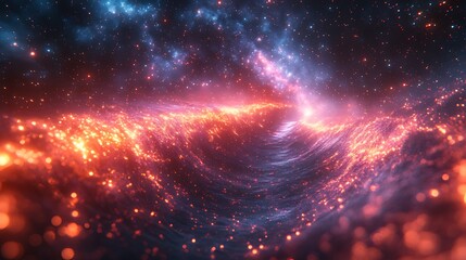 cosmic ocean waves, nebula background, energy flow, abstract art