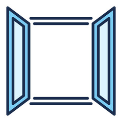 Poster - Vector Wide Opened Glass Window blue icon or symbol