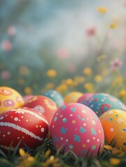 Wall Mural - Shot of colorful Easter eggs and greetings in Portuguese/Happy and peaceful Easter to everyone!/Happy Easter.