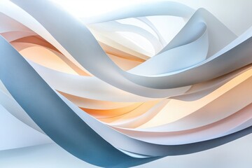Aufkleber - Serene abstract artwork featuring delicate lines and curves in muted colors inviting contemplation modern art gallery indoor space artistic perspective