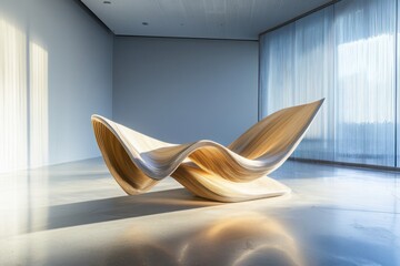 Poster - Contemplative art installation modern gallery 3d sculpture minimalist environment soft lighting harmonious flow
