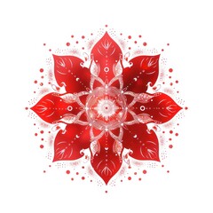 Poster - Red mandala icon pattern shape art.