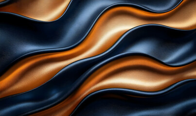 Poster - Abstract gold, blue silk waves, background texture
