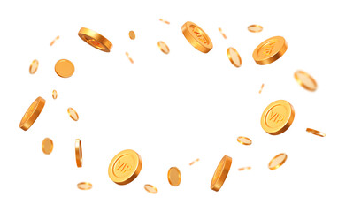Wall Mural - 3d flying golden Vip coins on white isolated background. Rich or casino luck concept. Precious expensive treasure. Stock vector illustration.	