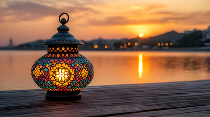 Sticker - Sunset Lakeside Lantern, Ramadan Decor