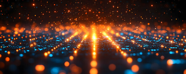 Poster - Glowing city lights bokeh background
