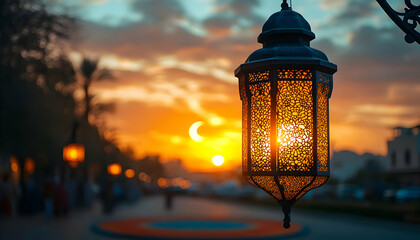 Sticker - Sunset Arabian lantern city street decor