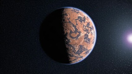 Wall Mural - Mars planet in the sky, globe moving in space