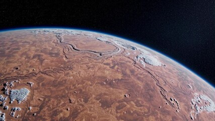 Wall Mural - Mars planet in the sky, globe moving in space