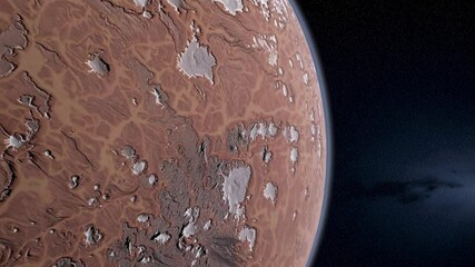 Wall Mural - Mars planet in the sky, globe moving in space