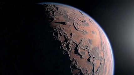 Wall Mural - Mars planet in the sky, globe moving in space