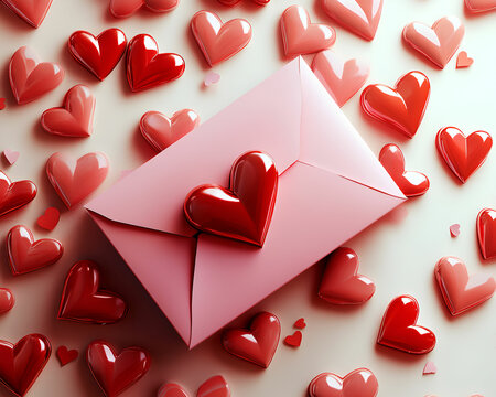 3d hearts gifts love letter on valentine's day