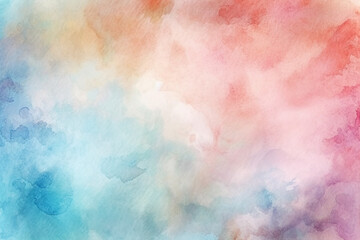 Wall Mural - Soft watercolor abstract artwork with hues of pink, blue, and yellow blending seamlessly, creating a gentle, calming background 