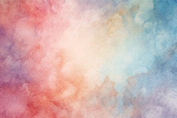 Wall Mural - Soft watercolor abstract artwork with hues of pink, blue, and yellow blending seamlessly, creating a gentle, calming background 