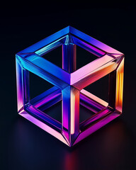 Poster - Geometric shape abstract design with colorful lighting in modern style