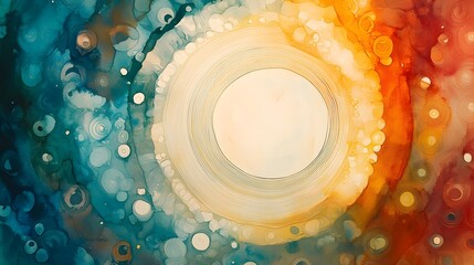 Sticker - Abstract Watercolor Painting of Celestial Circles