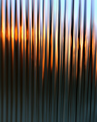 Poster - Sunset through glass with colorful reflections and blurred horizon