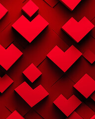 Poster - Geometric shapes on red background creating abstract graphic design pattern